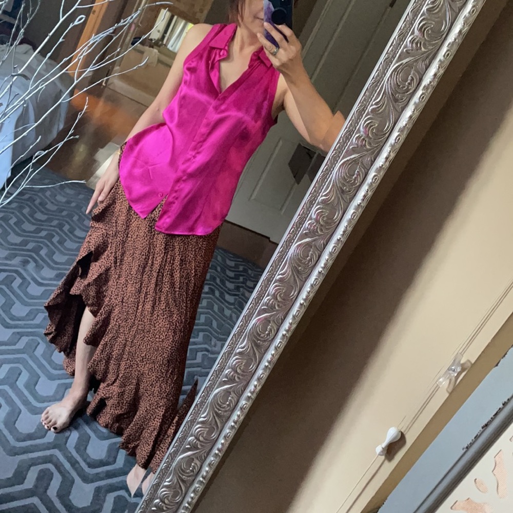 Atlein 💯 silk hot pink tank top